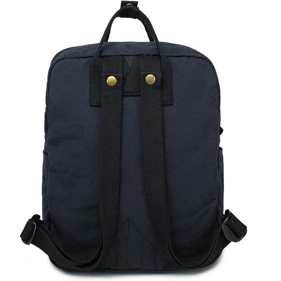 Black Canvas DogBrut Backpack with Front Zip Pocket Casual Style Lightweight - Picture 2 of 6